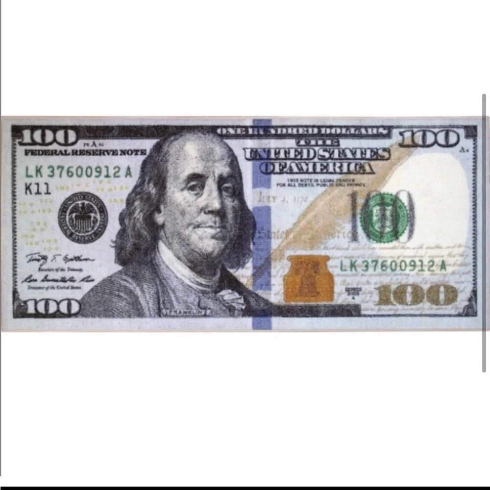 🤑🎁NWT🎁22x53 BENJAMINS 100 DOLLAR USD CASH GREEN RUNNER